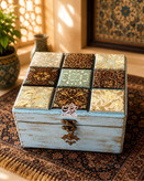 جعبه چوبی هدیه نماکاشی مربع گالری مهرآذین