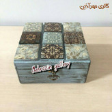 جعبه چوبی هدیه نماکاشی مربع گالری مهرآذین