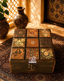جعبه چوبی هدیه نماکاشی مربع گالری مهرآذین