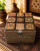 جعبه چوبی نماکاشی کشودار طرح سنتی گالری مهرآذین