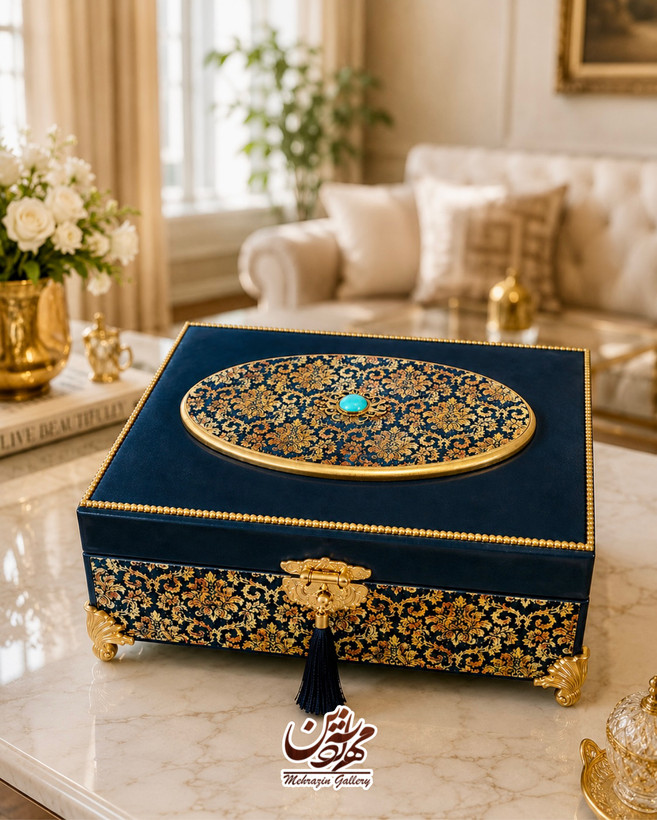 جعبه لاکچری چوبی سورمه ای گالری مهرآذین