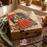 جعبه چوبی دکوپاژ سوخته گالری مهرآذین