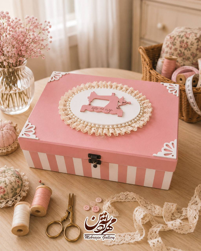 جعبه خیاطی چوبی گالری مهرآذین