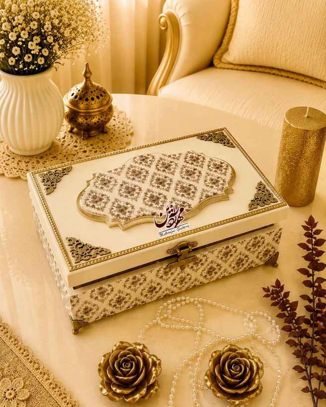 جعبه لاکچری چوبی کرم گالری مهرآذین