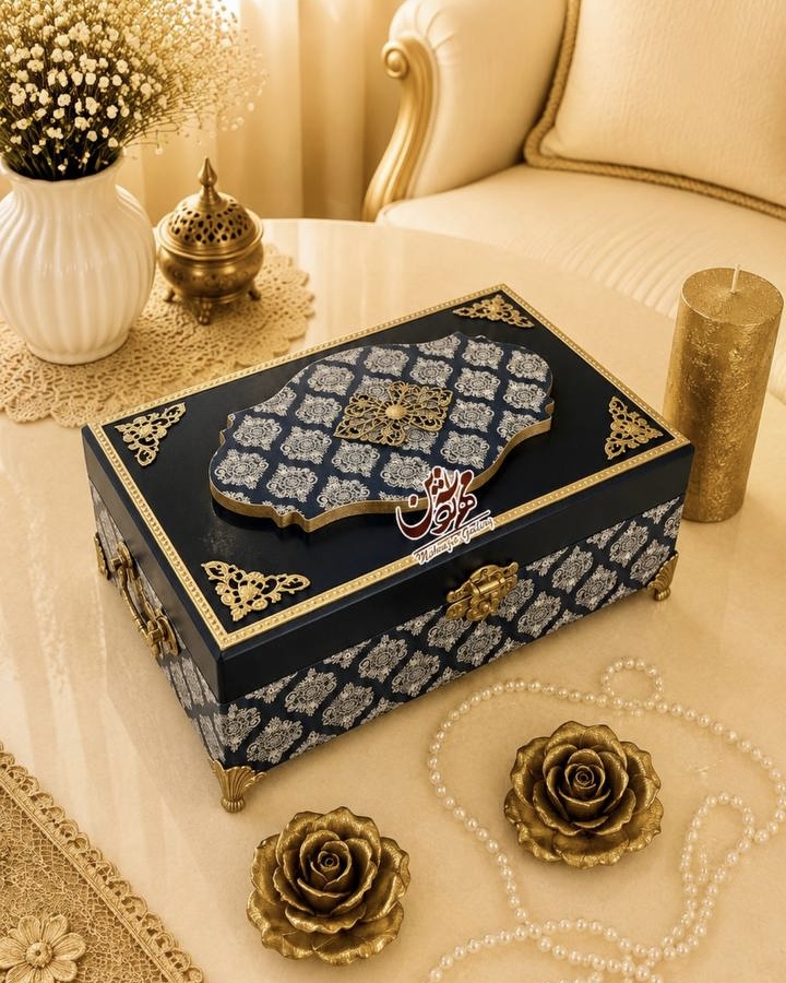 جعبه لاکچری چوبی سورمه ای گالری مهرآذین