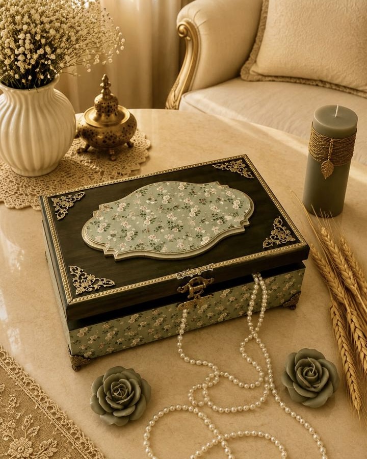 جعبه لاکچری چوبی پتینه روسی گالری مهرآذین