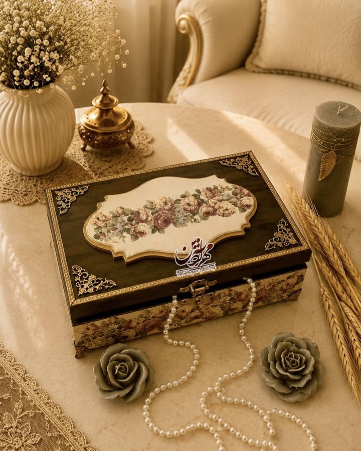 جعبه لاکچری چوبی پتینه روسی گالری مهرآذین