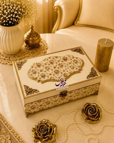 جعبه لاکچری چوبی کرم گالری مهرآذین