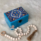 جعبه هدیه چوبی طرح کاشی ایرانی گالری مهرآذین