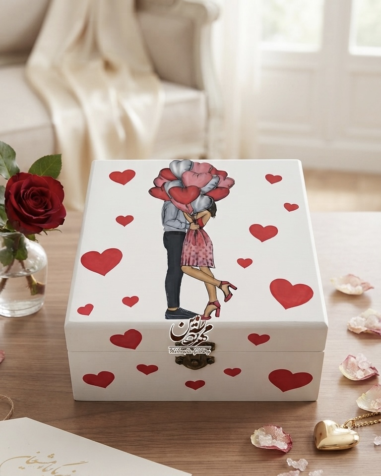جعبه چوبی طرح ولنتاین