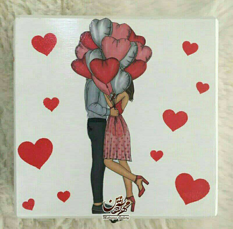 جعبه هدیه چوبی طرح ولنتاین گالری مهرآذین کد ۰۱