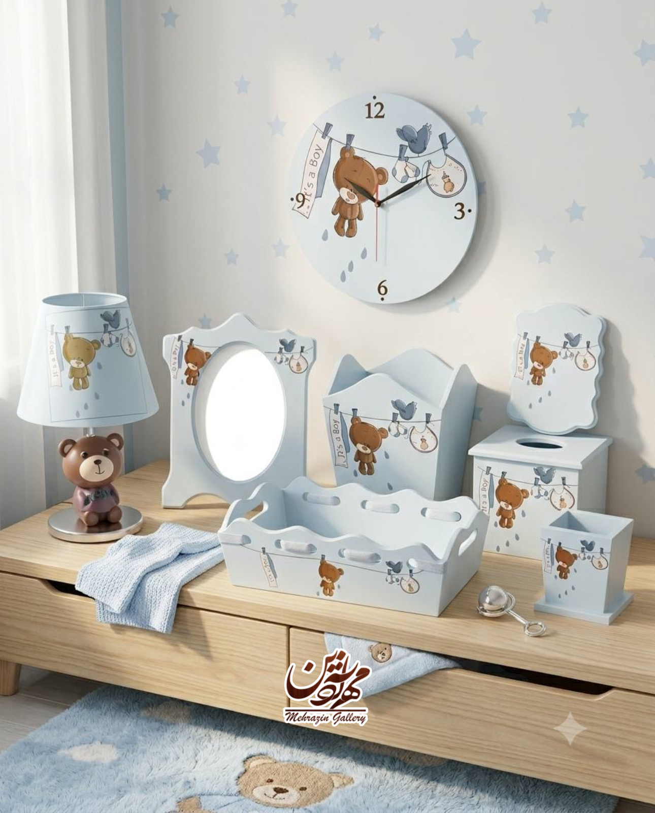 ست کامل چوبی پسرانه گالری مهرآذین پسرانه طرح تدی