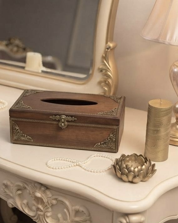 جعبه دستمال چوبی لاکچری طرح‌چوب گالری مهرآذین