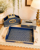 ست لاکچری چوبی گالری مهرآذین شامل سینی و باکس رویال و جعبه دستمال