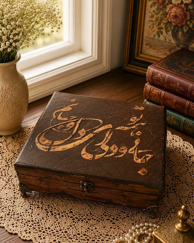 جعبه چوبی پتینه گالری مهرآذین